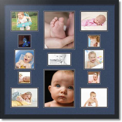 30x30 Satin Black collage picture frame 13 opening Midnight Blue and ...