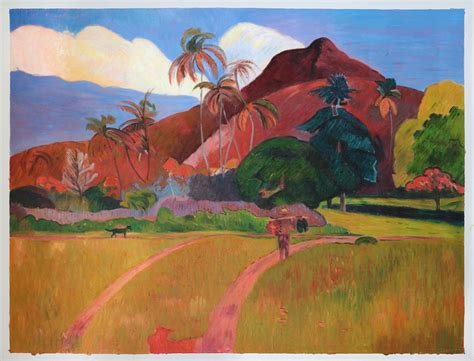 Mountains in Tahiti Paul Gauguin Hand-painted Oil Painting, Grassland Scene, Luxurious and ...