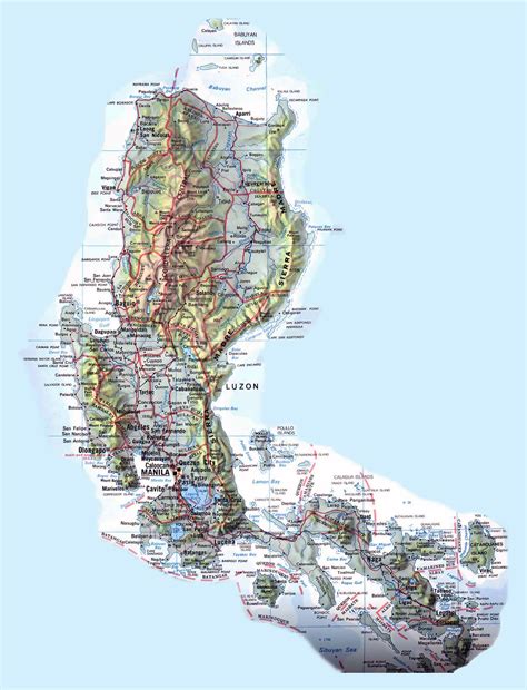 Large detailed road and topographical map of Philippines. Philippines ...