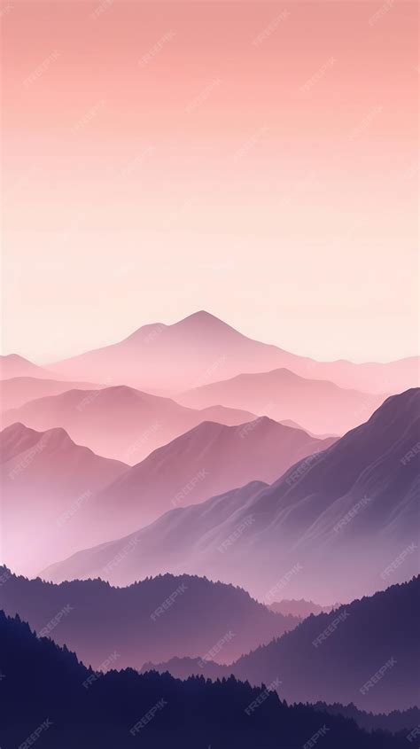 Premium AI Image | Soft Blush and Lavender Minimalist Mountain Landscape Wallpaper AI Generated