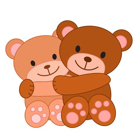 Two hugging bears. Cute cartoon illustration. Love and friendship concept. Print for Valentine ...