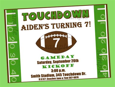 Free Printable Football Birthday Invitations - Drevio : Free And Printable Custom Invitation ...