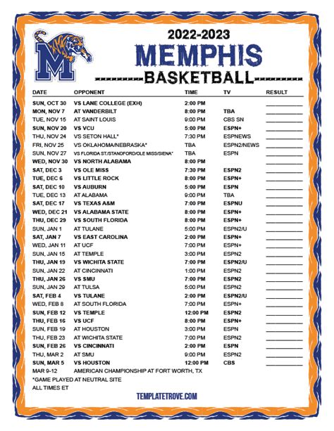 University Of Memphis Basketball Schedule 2025-23 - Kally Marinna