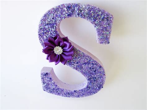 Custom name letter - Purple glitter letter S - Custom glitter letter - Wedding decor - Photo ...