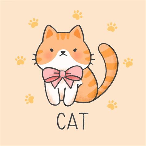 Premium Vector | Cute cat cartoon hand drawn style