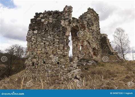 Ruins of Aizkraukle castle stock photo. Image of states - 94587330