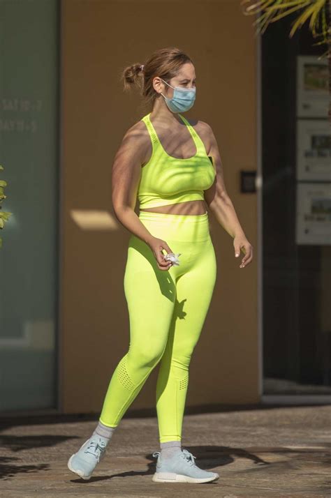 Catherine Paiz in a Neon Green Workout Ensemble Was Seen Out in ...