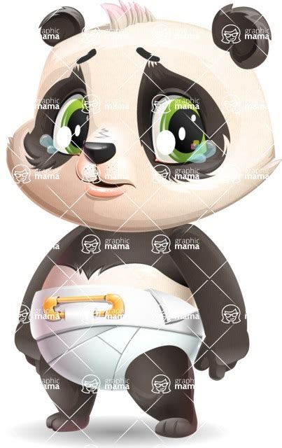 Baby Panda Vector Cartoon Character - 112 Poses / with Sad face ...