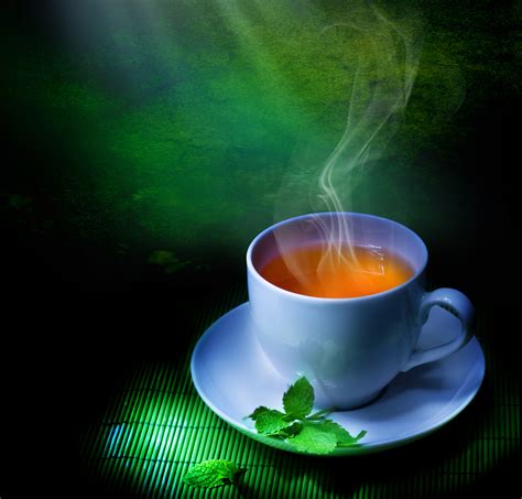 Tea Cup Green Graphic Backgrounds for Powerpoint Templates - PPT ...