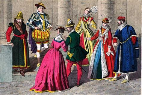 Tudor fashion from 1550 to 1580. England 16th c.