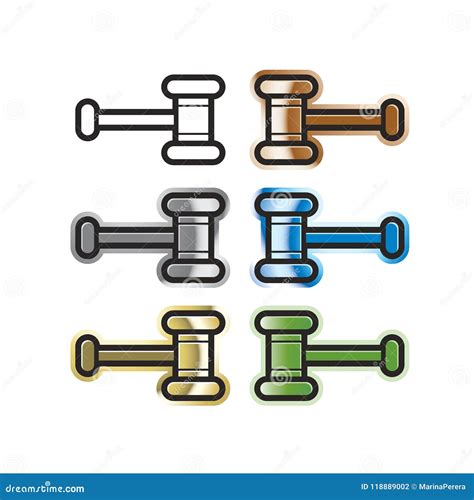 Auction Hammer or Gavel Variations Stock Vector - Illustration of trial ...