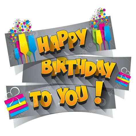 Happy Birthday Birthday Banner Sign Vector, Birthday, Banner, Sign PNG and Vector with ...