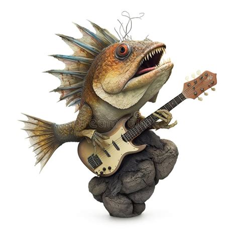 A Fish that is Playing a Guitar on a Rock. Generative AI Image. Stock Illustration ...