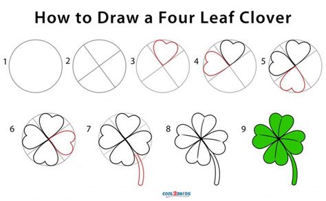 How to Draw a Four Leaf Clover (Step by Step Pictures) | Four leaf ...