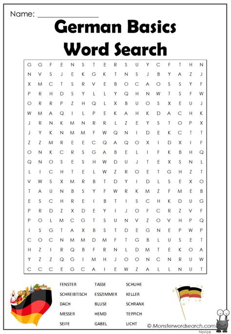 German Basics Word Search | Learning german worksheets, German language learning, Learn german