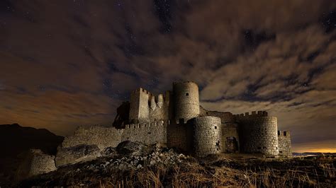 Wallpaper : trees, landscape, night, architecture, rock, nature, ruin, reflection, sky, stones ...