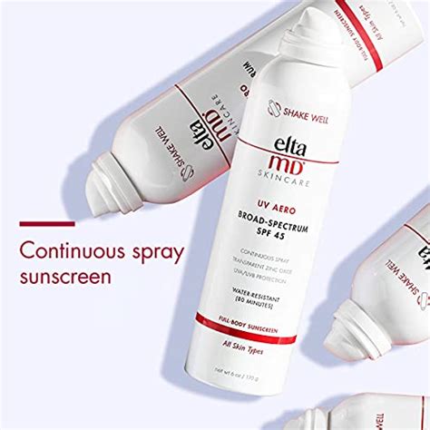 EltaMD UV Aero Full-Body Sunscreen Spray Broad-Spectrum SPF 45, Water-Resistant, Mineral-Based ...