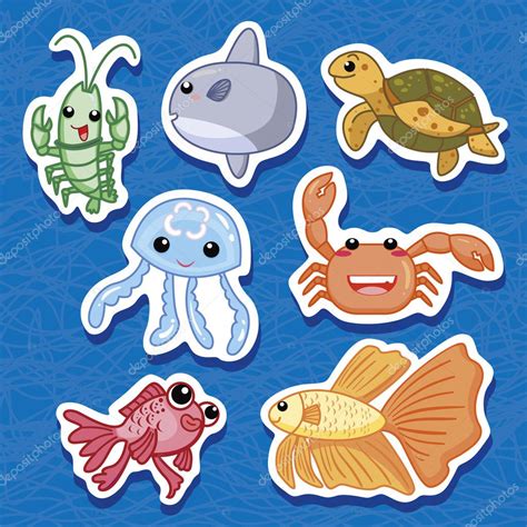 Cute sea animal stickers 03 — Stock Vector © kchungtw #11693512