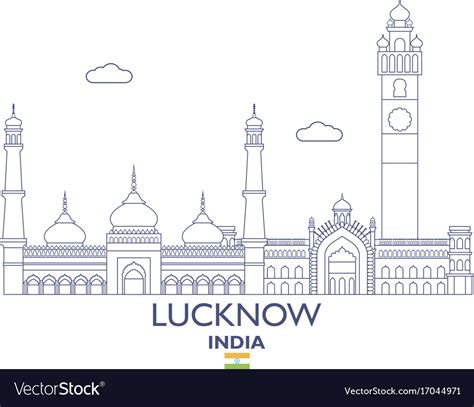 Lucknow city skyline Royalty Free Vector Image