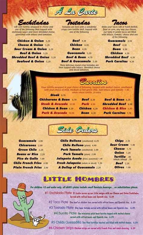 El Jardín Restaurant menu in Commerce City, Colorado, USA