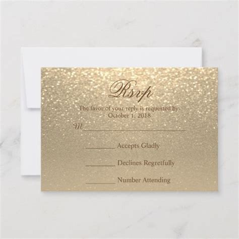 Gold Glitter - RSVP | Zazzle.com | Rsvp wedding cards, Rsvp, Glitter