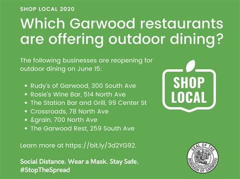 Garwood Restaurants Open for Outdoor Dining Monday, June 15 | Clark, NJ Patch