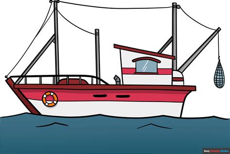 How to Draw a Fishing Boat - Really Easy Drawing Tutorial