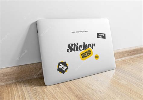 Premium PSD | Sticker laptop mockup psd template