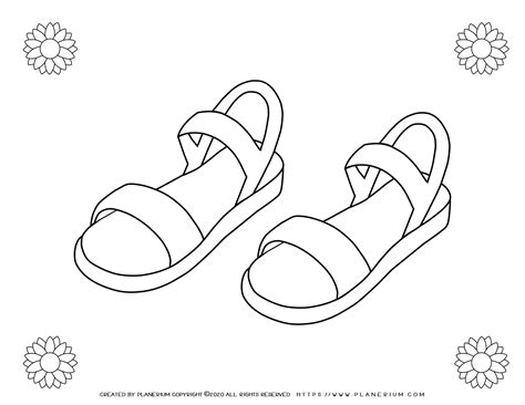 Summer - Coloring Page - Sandals | Planerium