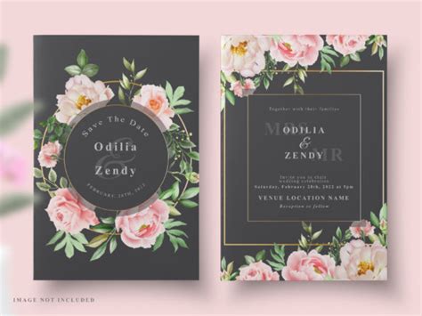 Wedding Invitations Peony Theme Bundle Bundle · Creative Fabrica