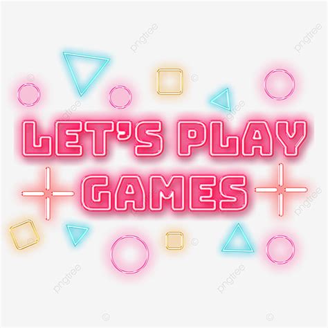 Neon Game Logo Lets Play Games PNG Image, Text Effect PSD For Free ...