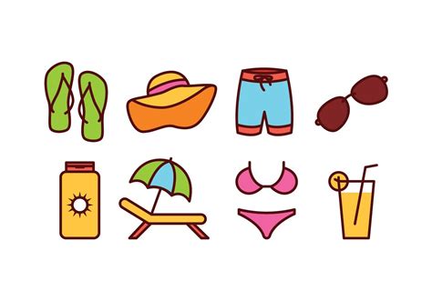 Beach Icon Set 152890 Vector Art at Vecteezy