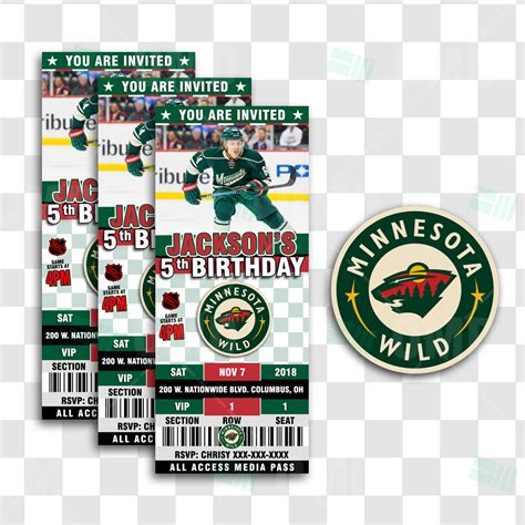 Minnesota Wild Ticket Style Sports Party Invites – Sports Invites