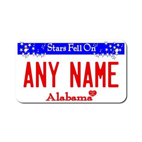 Personalized Alabama 4" X 7" Aluminum License Plate Version 1