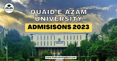 Quaid e Azam University QAU Admission 2023 | PakLearningSpot PLS | Best Online Website Entry ...