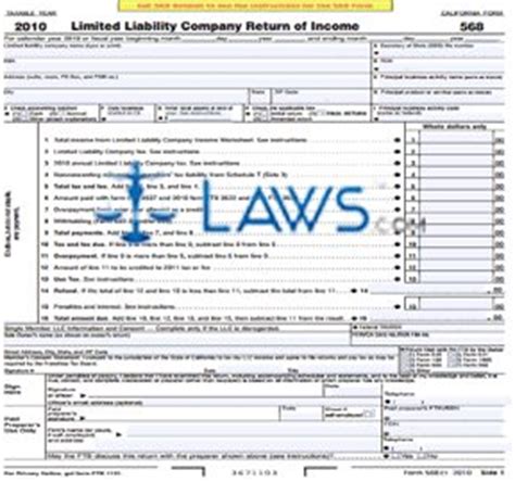 Form 568 LLC Income Tax Return - California Forms - | Laws.com