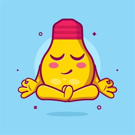 Premium Vector | Calm bulb lamp character mascot with yoga meditation pose isolated cartoon in ...