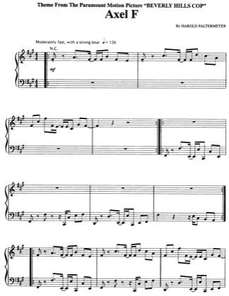 Axel F - Harold Faltermeyer Free Piano Sheet Music PDF