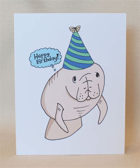 Happy Birthday Greeting Card, Manatee Lover, Family Friend, Boyfriend ...