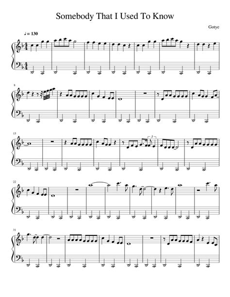 Somebody That I Used To Know Sheet music for Piano | Download free in ...