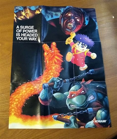 1991 Early SNES Konami Promo Poster RARE Goemon Castlevania TMNT ...