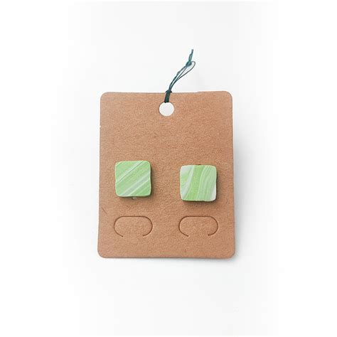Marble Finish Polymer Clay Earrings -Small Square - MINDS eShop