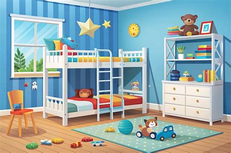 Kids bedroom with many toys and bunk bed Children room for happy ...