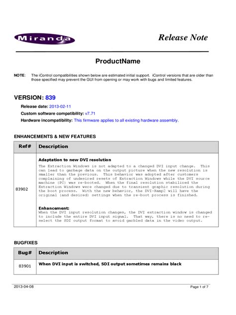 Software Release Notes Template Word - Sarseh.com