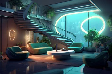 Premium AI Image | Illustration of futuristic living room with smart