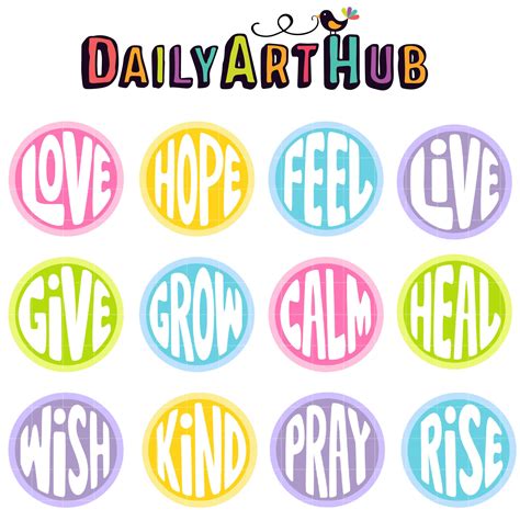 Inspirational Words Clip Art Set – Daily Art Hub // Graphics, Alphabets ...