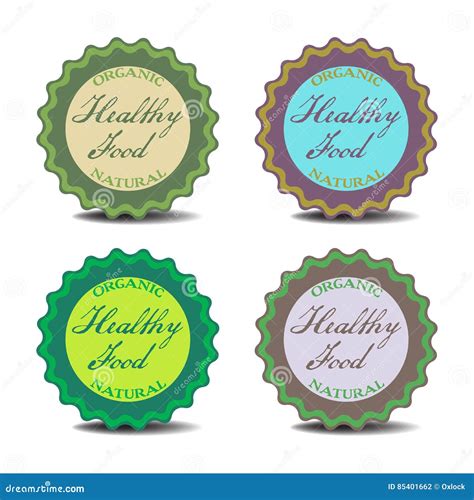 Healthy food stickers stock vector. Illustration of care - 85401662