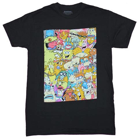 Nickelodeon Nicktoons Mens T-Shirt - Giant Huge Character Pile Up Box ...