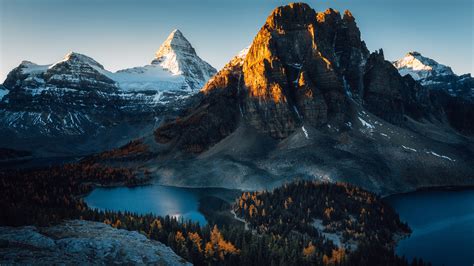 Snow Covered Mountain And Aerial View Of Lake Surrounded Trees HD ...