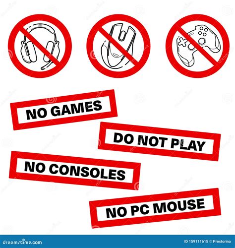 No Games Set Icon. Forbidden Gamepad Icon. Prohibited Gaming Icon Set, Line Sign Design. Do Not ...